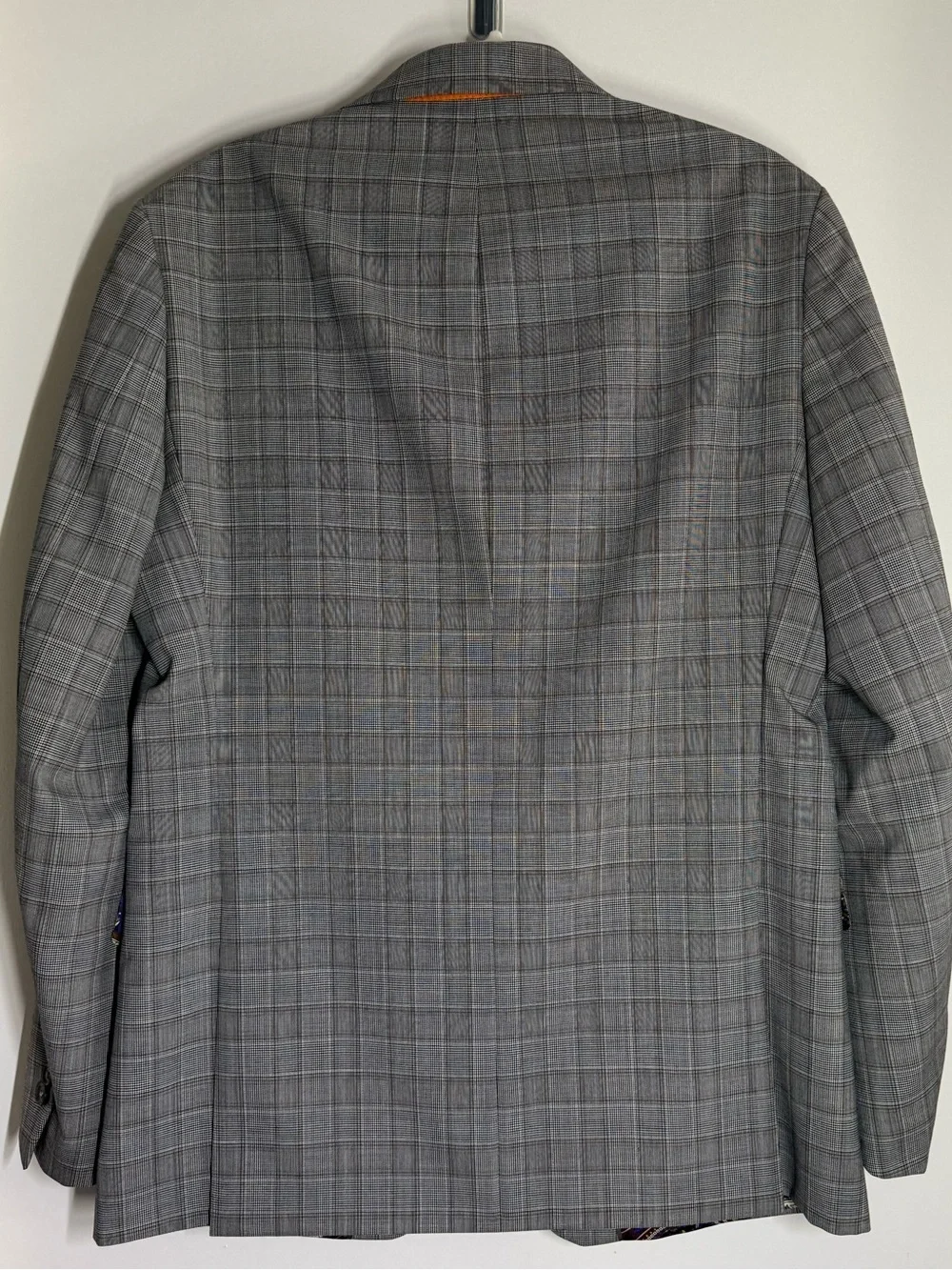 Tallia Gray Windowpane Men's Blazer with Paisley Lining